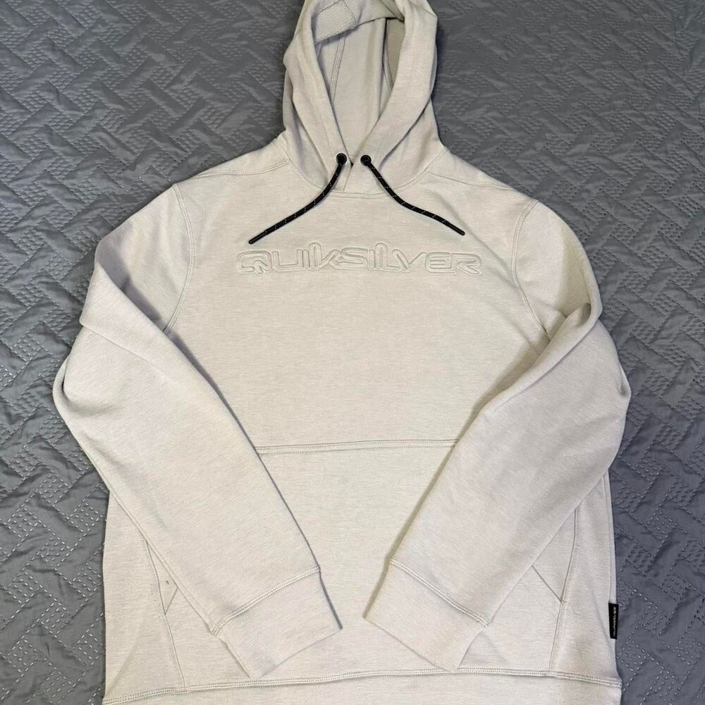 Y2K Quicksilver Hoodie Pullover Jacket Gray Size M  3D Spellout Skater Grunge